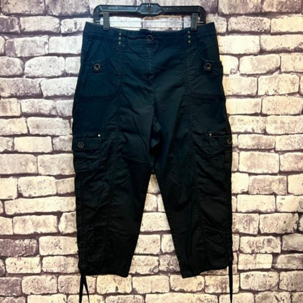 Chico's Black Causal Cotton Blend Crop Pants Size M/10